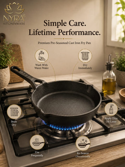 Cast Iron Fry Pan | Naturally Non-Stick Cookware for Healthy Cooking