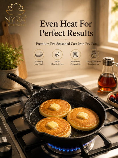 Cast Iron Fry Pan | Naturally Non-Stick Cookware for Healthy Cooking