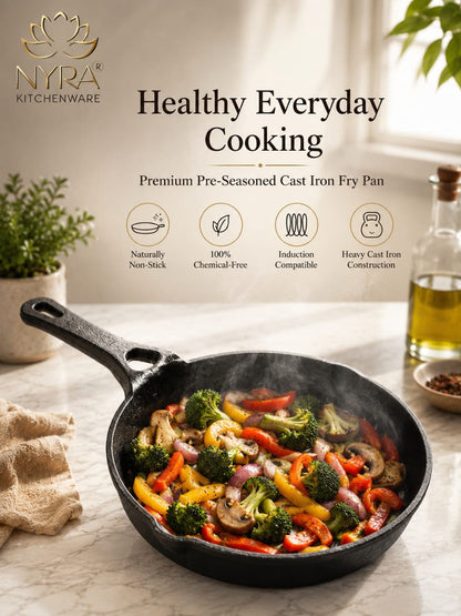 Cast Iron Fry Pan | Naturally Non-Stick Cookware for Healthy Cooking