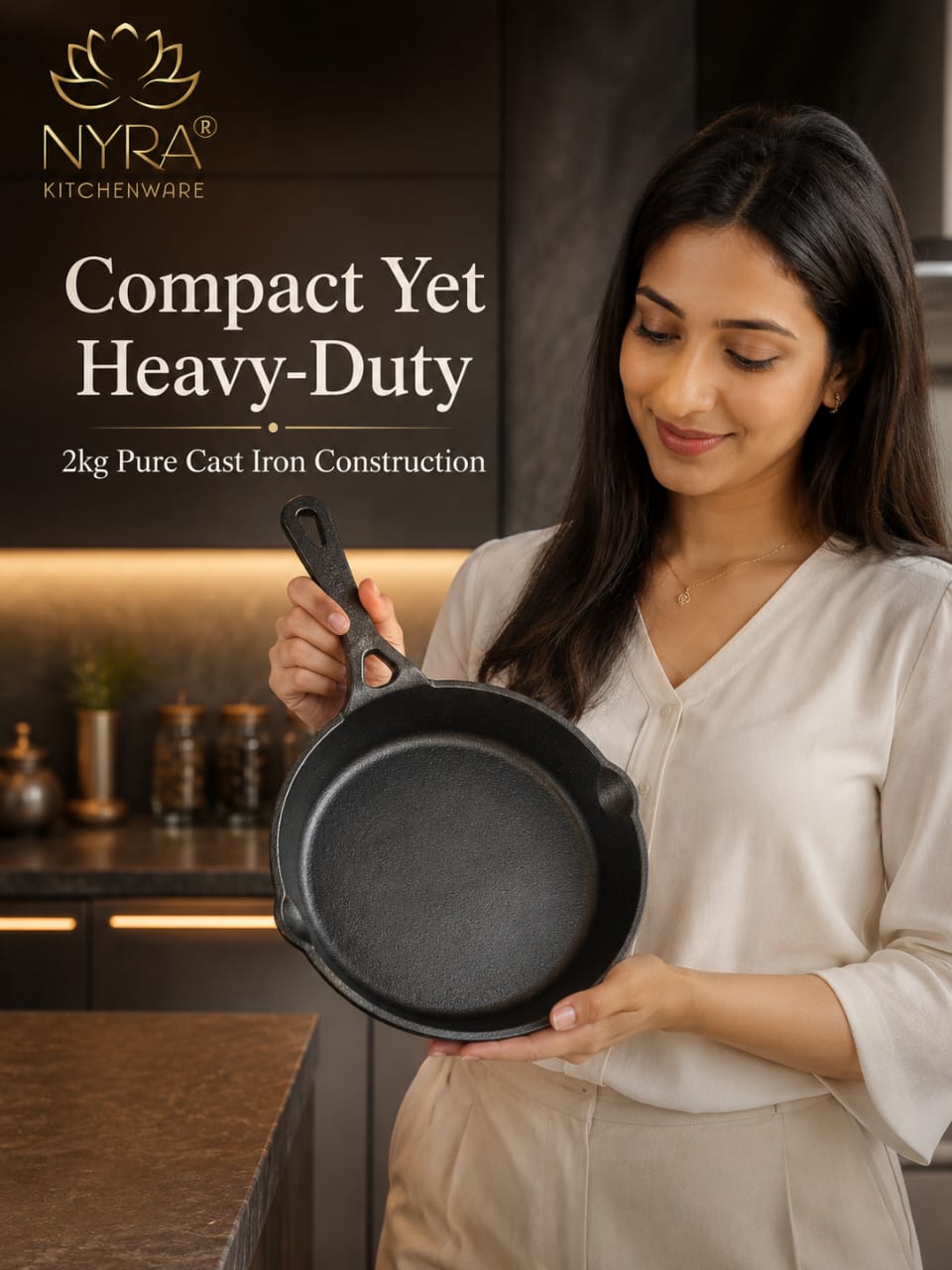 Cast Iron Fry Pan | Naturally Non-Stick Cookware for Healthy Cooking
