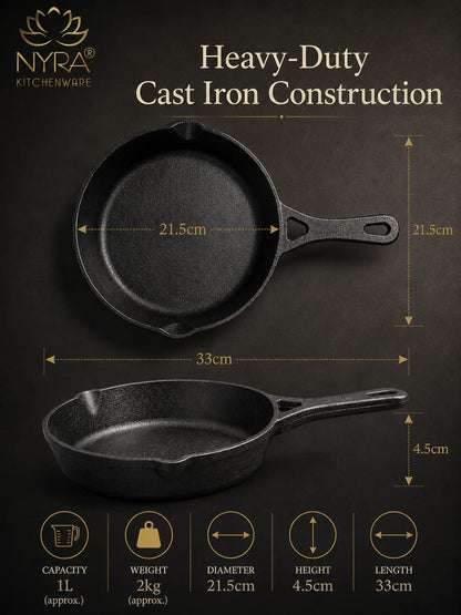 Cast Iron Fry Pan | Naturally Non-Stick Cookware for Healthy Cooking
