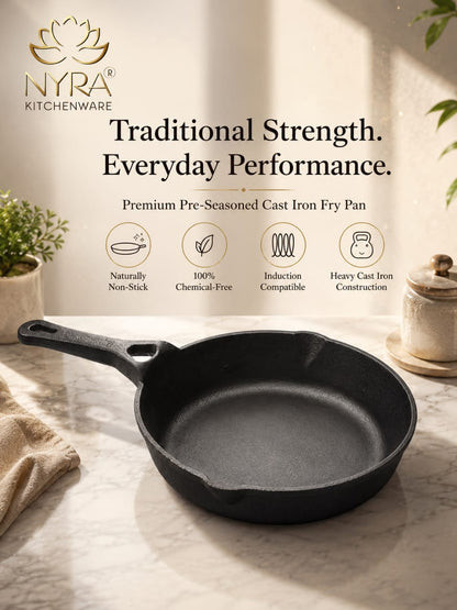 Cast Iron Fry Pan | Naturally Non-Stick Cookware for Healthy Cooking