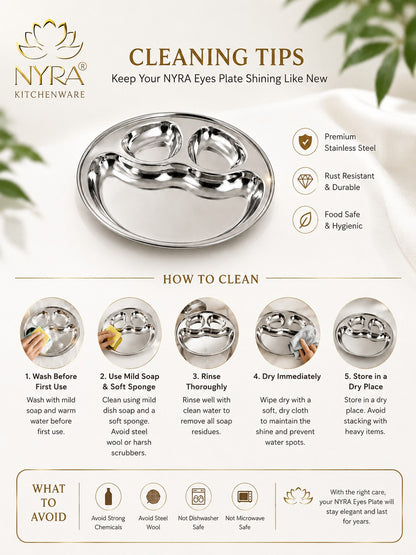Stainless Steel Partition Plate | 3 in 1 Compartment Bhojan Thali |