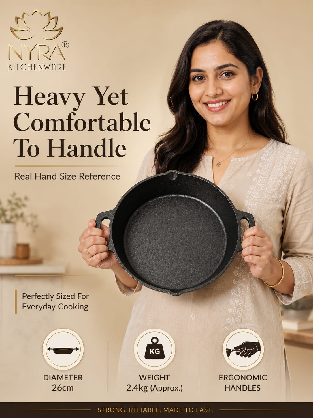 Pre-Seasoned Cast Iron Skillet | Non-Stick Fry Pan for Gas & Induction