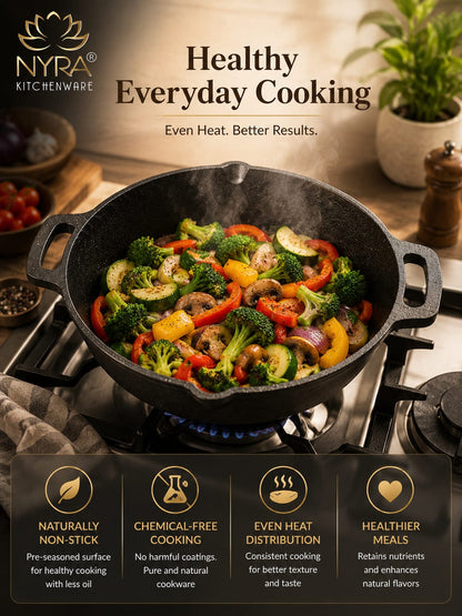 Pre-Seasoned Cast Iron Skillet | Non-Stick Fry Pan for Gas & Induction
