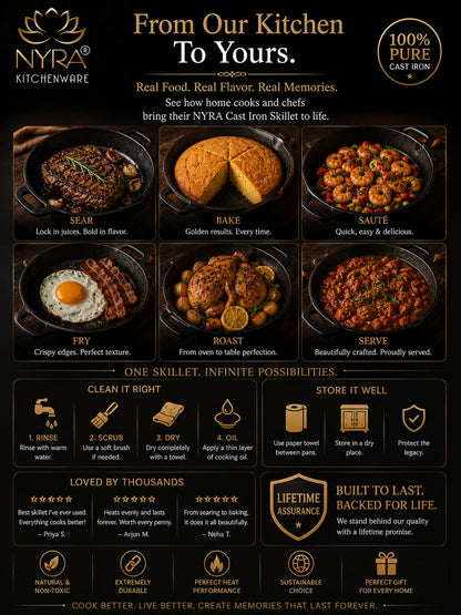 Pre-Seasoned Cast Iron Skillet | Non-Stick Fry Pan for Gas & Induction