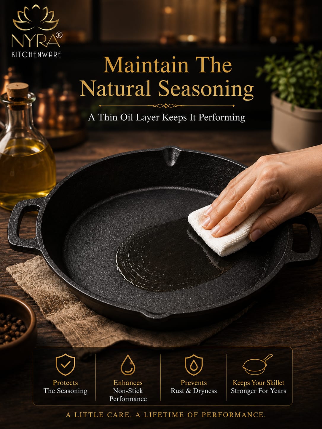 Pre-Seasoned Cast Iron Skillet | Non-Stick Fry Pan for Gas & Induction