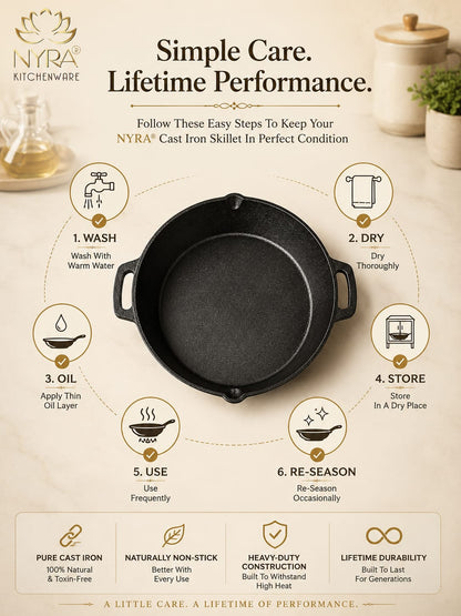 Pre-Seasoned Cast Iron Skillet | Non-Stick Fry Pan for Gas & Induction