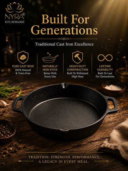 Pre-Seasoned Cast Iron Skillet | Non-Stick Fry Pan for Gas & Induction