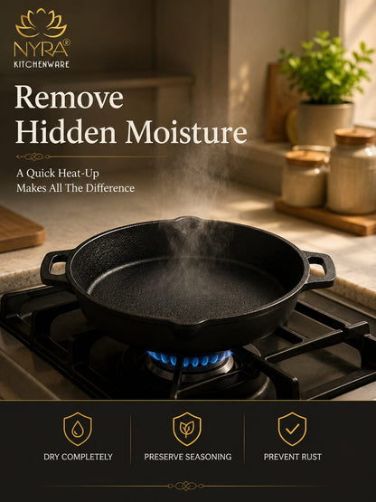 Pre-Seasoned Cast Iron Skillet | Non-Stick Fry Pan for Gas & Induction