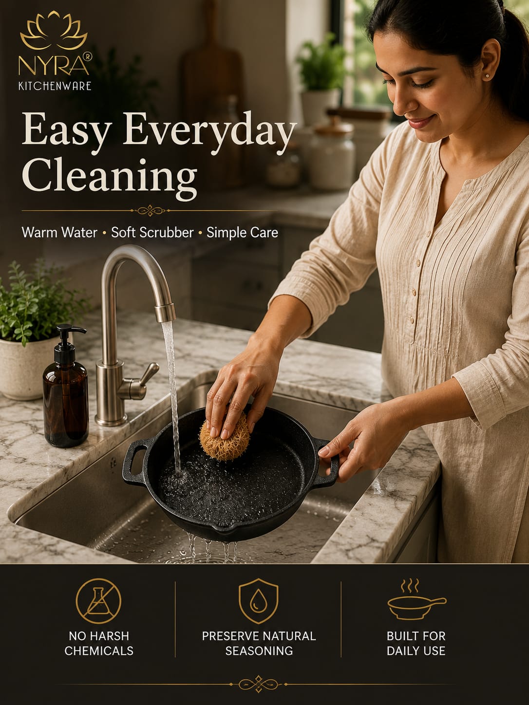 Pre-Seasoned Cast Iron Skillet | Non-Stick Fry Pan for Gas & Induction