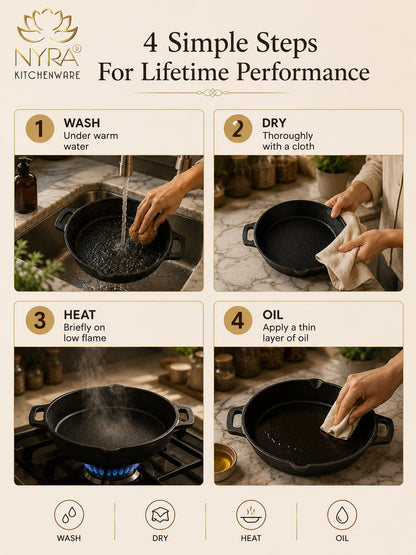 Pre-Seasoned Cast Iron Skillet | Non-Stick Fry Pan for Gas & Induction