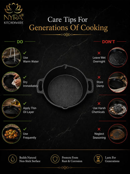 Pre-Seasoned Cast Iron Skillet | Non-Stick Fry Pan for Gas & Induction