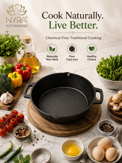 Pre-Seasoned Cast Iron Skillet | Non-Stick Fry Pan for Gas & Induction