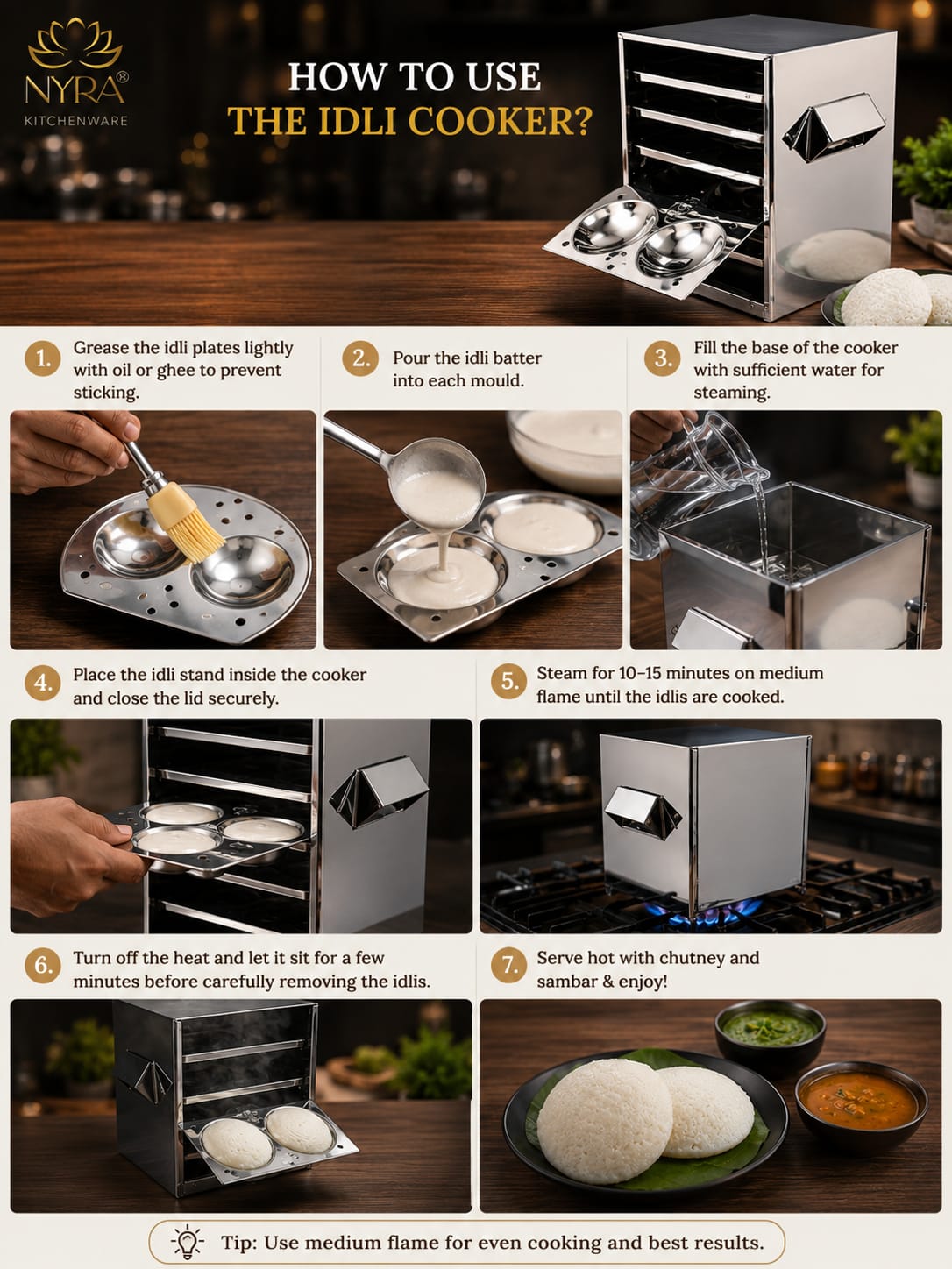 Stainless Steel Premium Idli Maker/Cooker with Multi-Plate Idli Stand