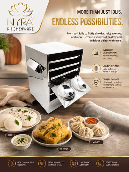 Stainless Steel Premium Idli Maker/Cooker with Multi-Plate Idli Stand