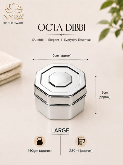 Stainless Steel Square Dibbi Set - Multipurpose Storage Containers (Set of 3 pcs) for Kitchen, Spice, and Snacks