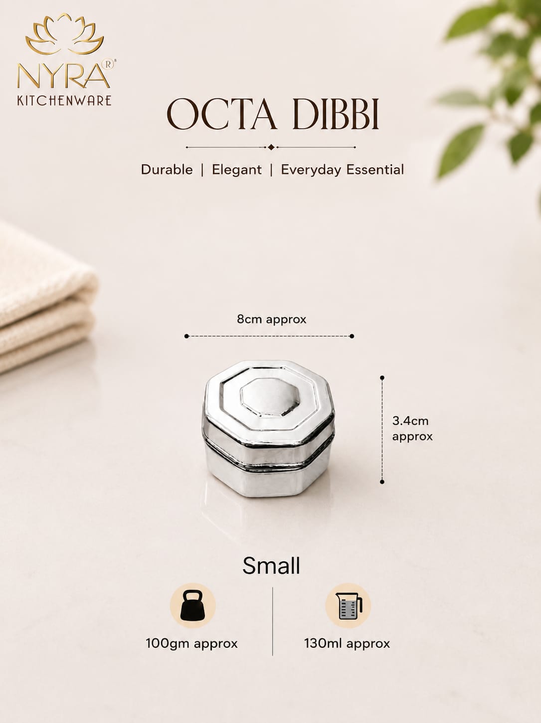 Stainless Steel Square Dibbi Set - Multipurpose Storage Containers (Set of 3 pcs) for Kitchen, Spice, and Snacks