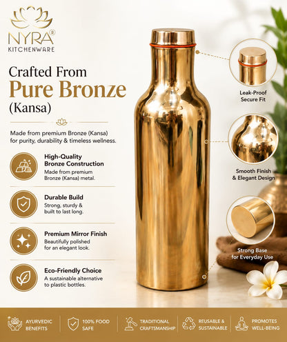 Pure Bronze Water Bottle | Kansa/Phool Health Benefits Water Bottle