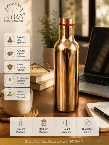 Pure Bronze Water Bottle | Kansa/Phool Health Benefits Water Bottle