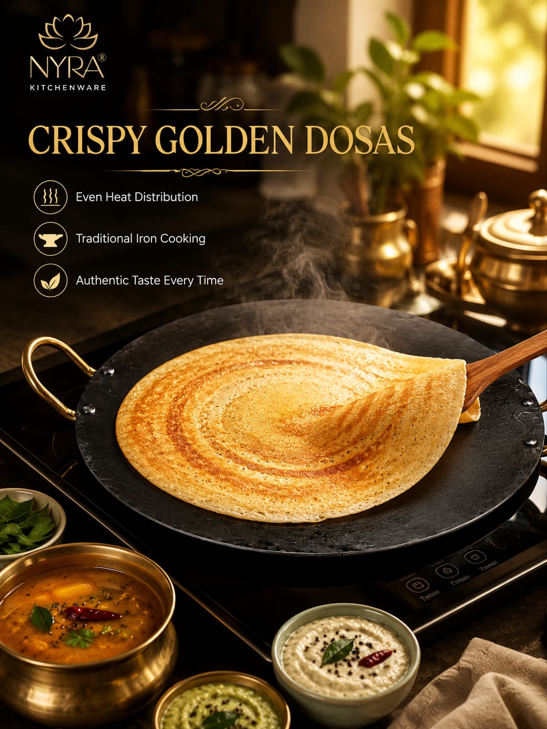 Pure Iron Tawa for Dosa/Chapati | Induction Friendly | No Chemical Coating | Toxin-Free