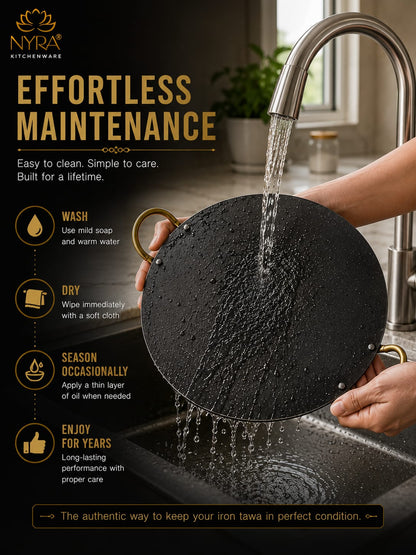 Pure Iron Tawa for Dosa/Chapati | Induction Friendly | No Chemical Coating | Toxin-Free