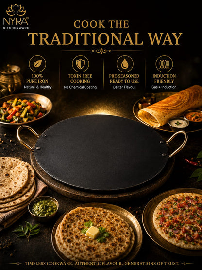 Pure Iron Tawa for Dosa/Chapati | Induction Friendly | No Chemical Coating | Toxin-Free
