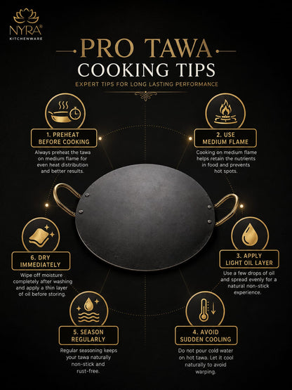 Pure Iron Tawa for Dosa/Chapati | Induction Friendly | No Chemical Coating | Toxin-Free