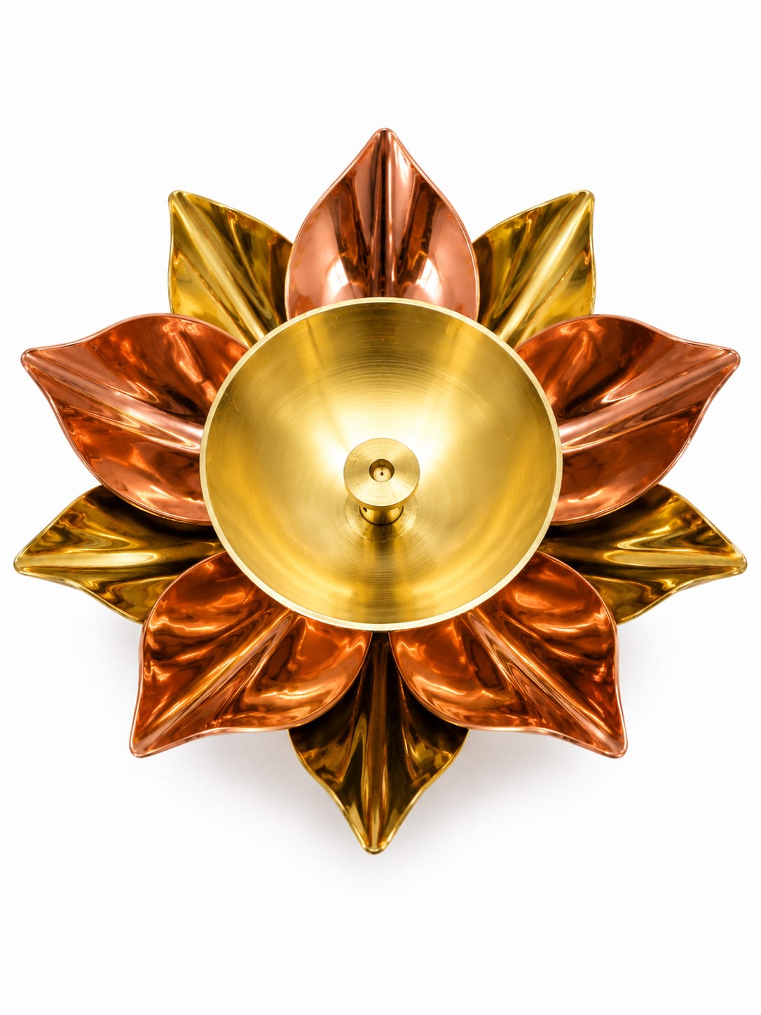 Beautiful Brass Diya with Dual Tone Petals - 2 Sizes