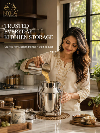 Premium Stainless Steel Milk & Oil Container with Lid – Durable Storage Solution - 6 Sizes