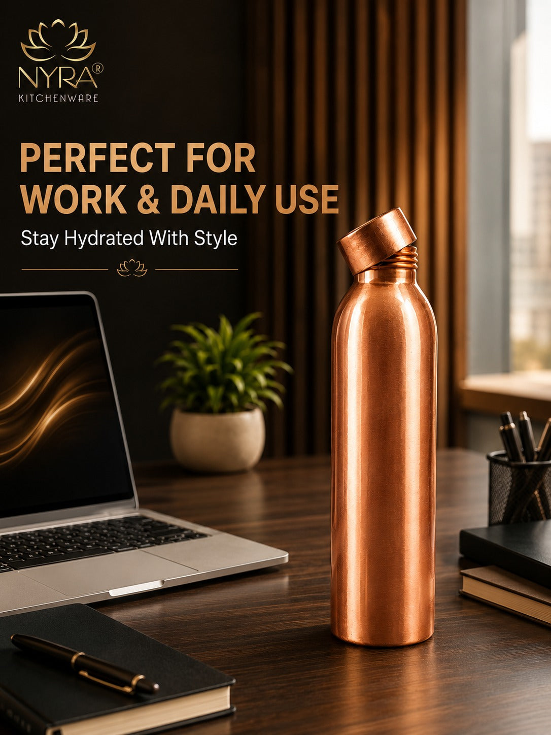 Pure Copper/Tamba Premium Bottle: Ayurvedic Wellness