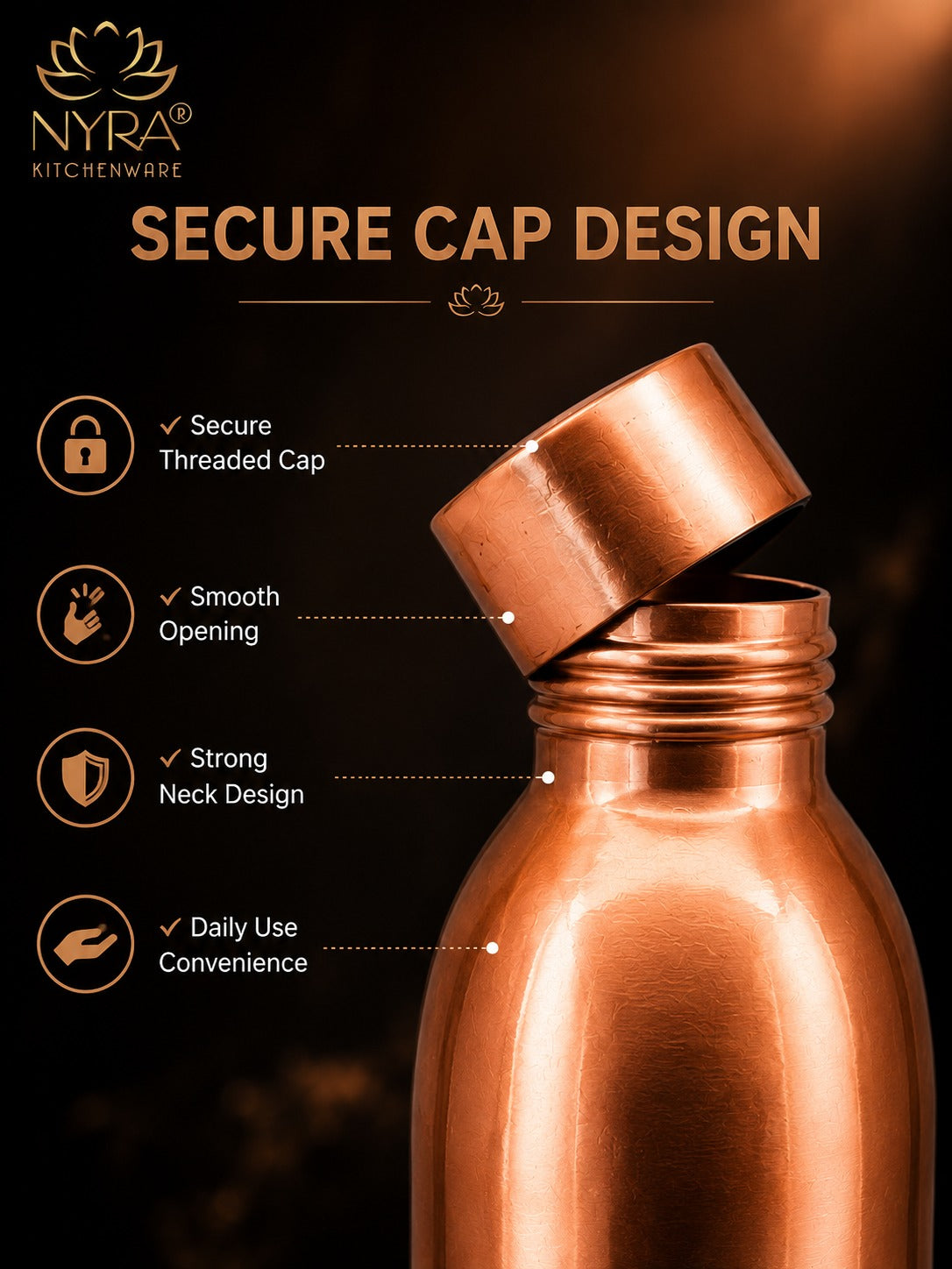 Pure Copper/Tamba Premium Bottle: Ayurvedic Wellness