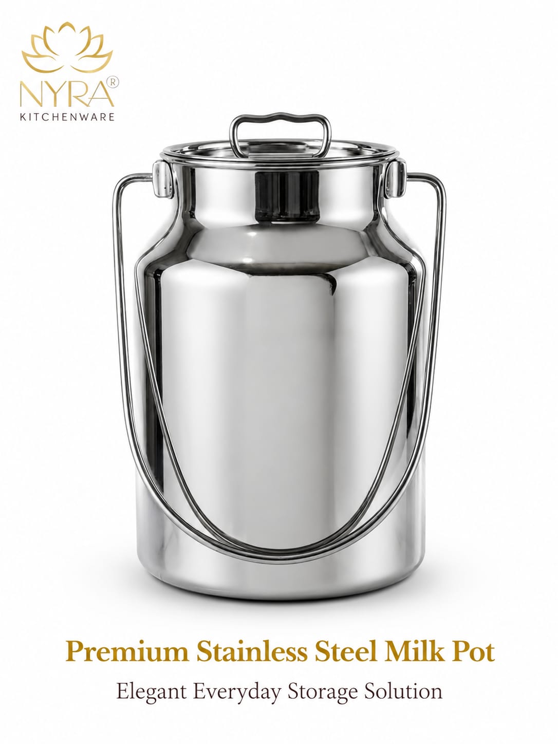 Premium Stainless Steel Milk & Oil Container with Lid – Durable Storage Solution - 6 Sizes