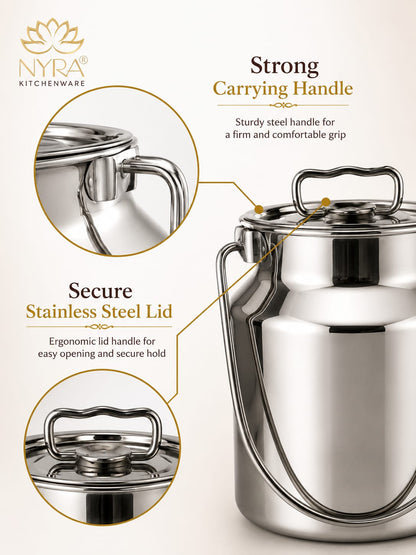 Premium Stainless Steel Milk & Oil Container with Lid – Durable Storage Solution - 6 Sizes