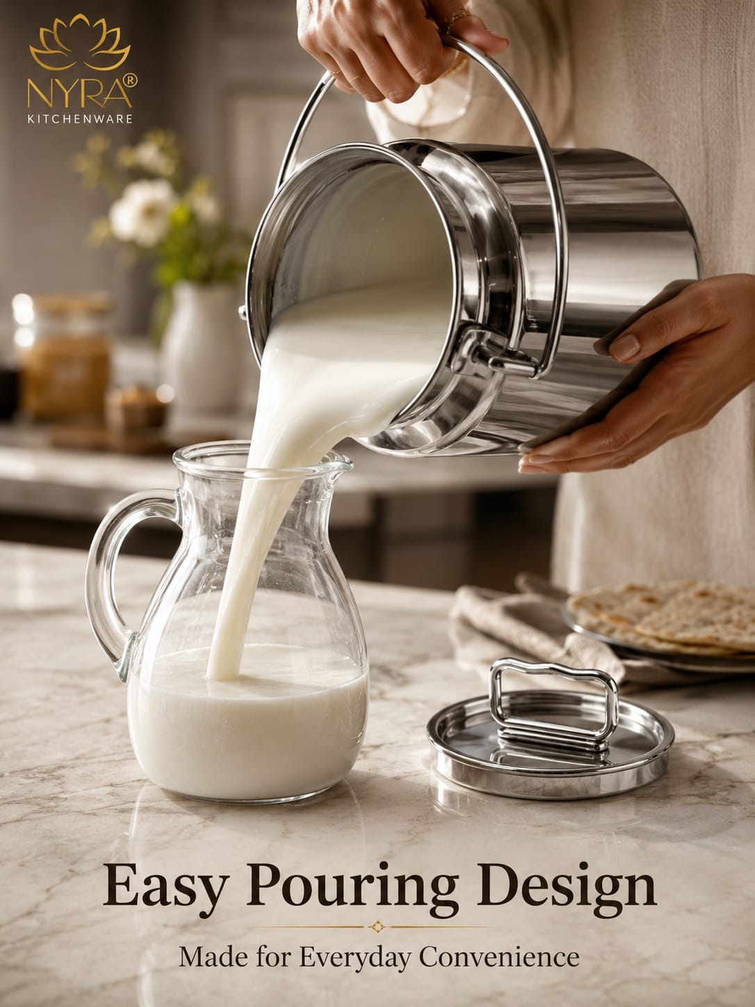 Premium Stainless Steel Milk & Oil Container with Lid – Durable Storage Solution - 6 Sizes