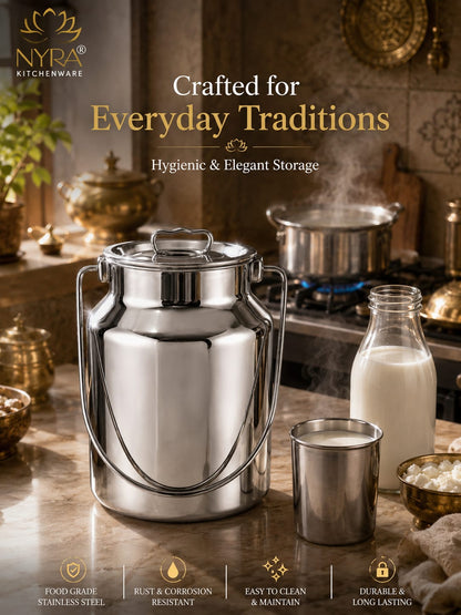 Premium Stainless Steel Milk & Oil Container with Lid – Durable Storage Solution - 6 Sizes