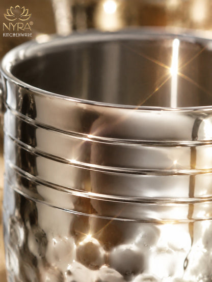 Stainless-Steel Cups with Glossy Finish/Hammered and Ringer Design Mugs Set of 2pcs.