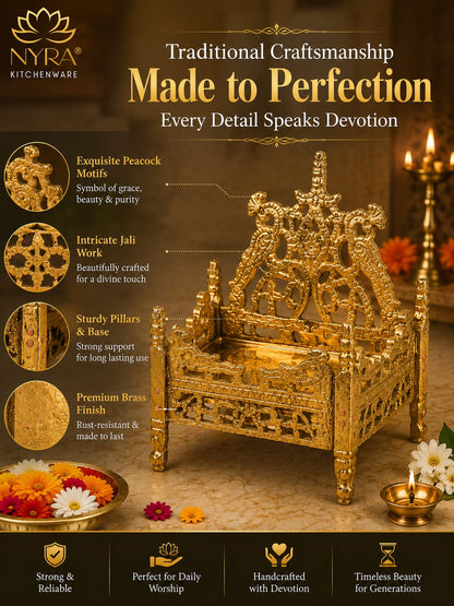 Handcrafted Peetal Singhasan | Brass Throne for Pooja - 3 sizes