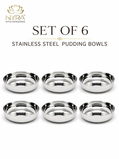 Stainless Steel Sweet Dish Katori Set | Serving Bowls Set of 6 Pcs – 140 ML/160 ML each