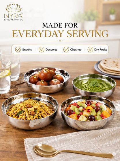 Stainless Steel Sweet Dish Katori Set | Serving Bowls Set of 6 Pcs – 140 ML/160 ML each