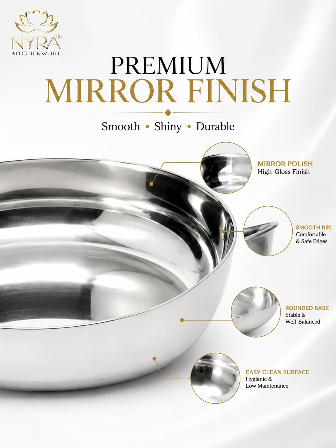 Stainless Steel Sweet Dish Katori Set | Serving Bowls Set of 6 Pcs – 140 ML/160 ML each