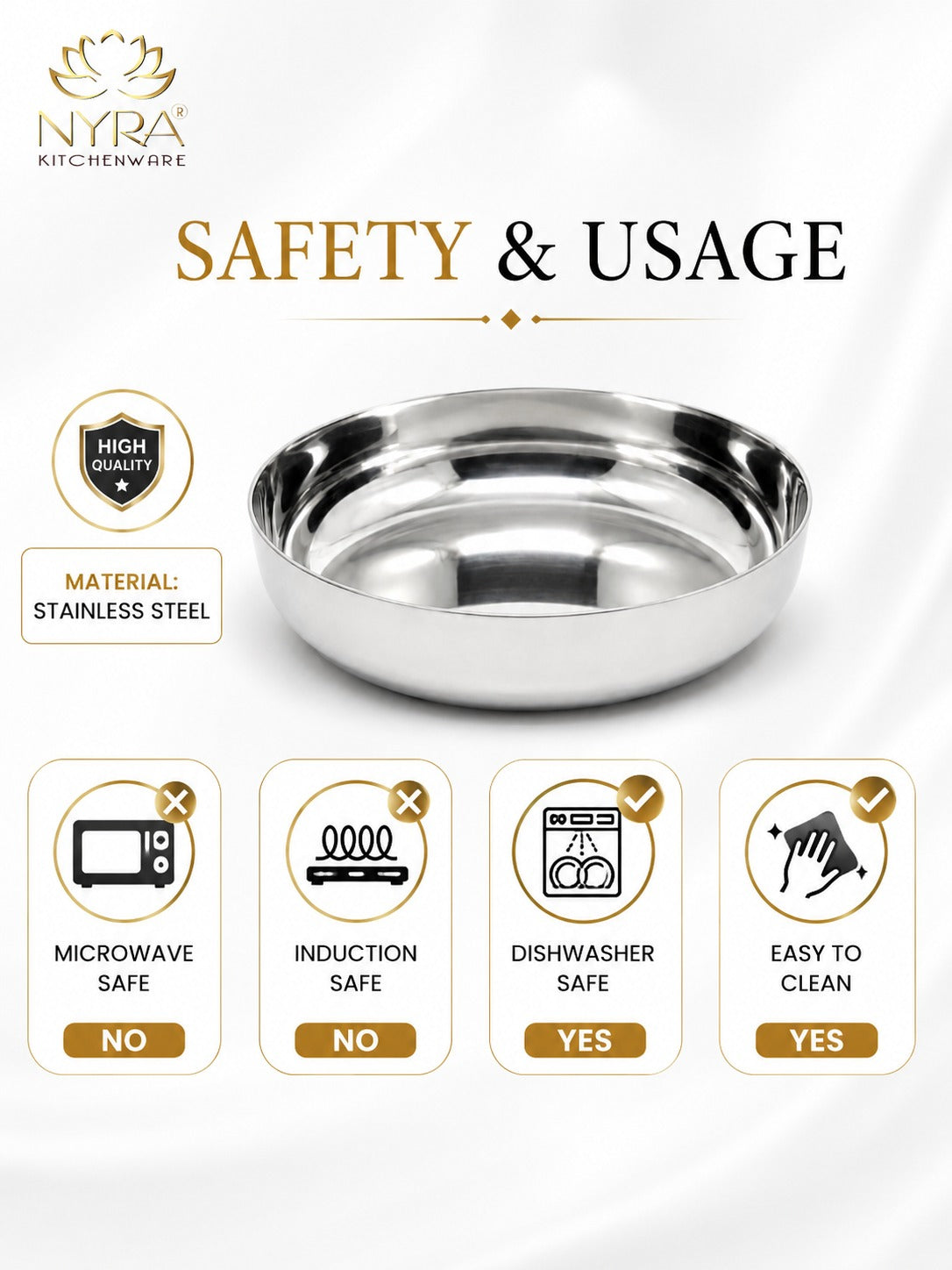 Stainless Steel Sweet Dish Katori Set | Serving Bowls Set of 6 Pcs – 140 ML/160 ML each