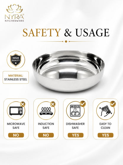 Stainless Steel Sweet Dish Katori Set | Serving Bowls Set of 6 Pcs – 140 ML/160 ML each