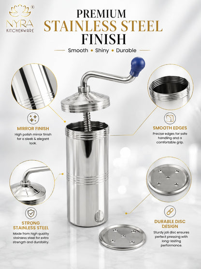 Stainless Steel Kitchen Press | Namkeen Sev Maker Machine - 6 different Jalis