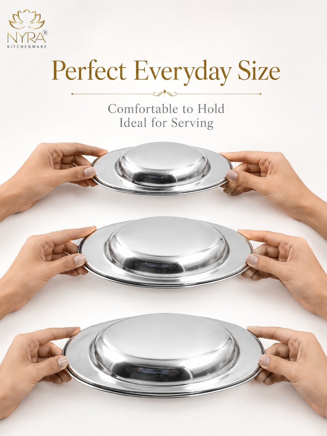 Stainless Steel Serving Plate Set | Oval-shaped Plates - Available in 3 Sizes |