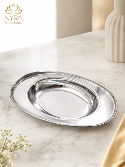 Stainless Steel Serving Plate Set | Oval-shaped Plates - Available in 3 Sizes |