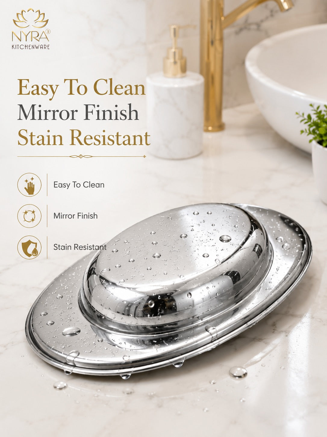 Stainless Steel Serving Plate Set | Oval-shaped Plates - Available in 3 Sizes |