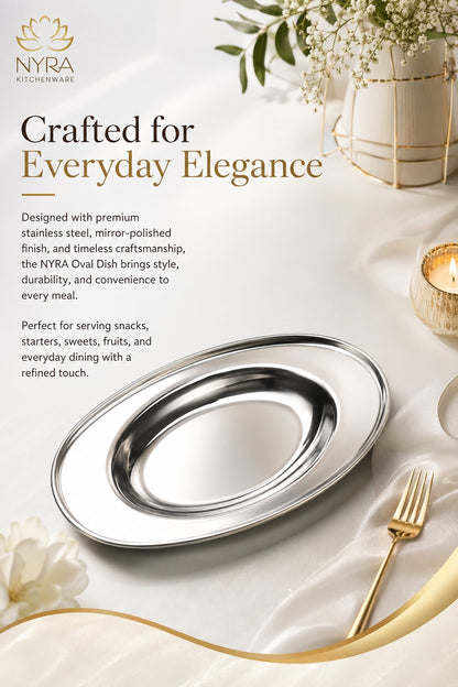 Stainless Steel Serving Plate Set | Oval-shaped Plates - Available in 3 Sizes |