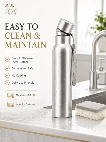 Stainless Steel Single-Walled Water Bottle with a String