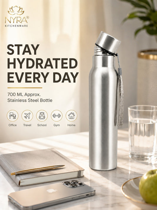 Stainless Steel Single-Walled Water Bottle with a String